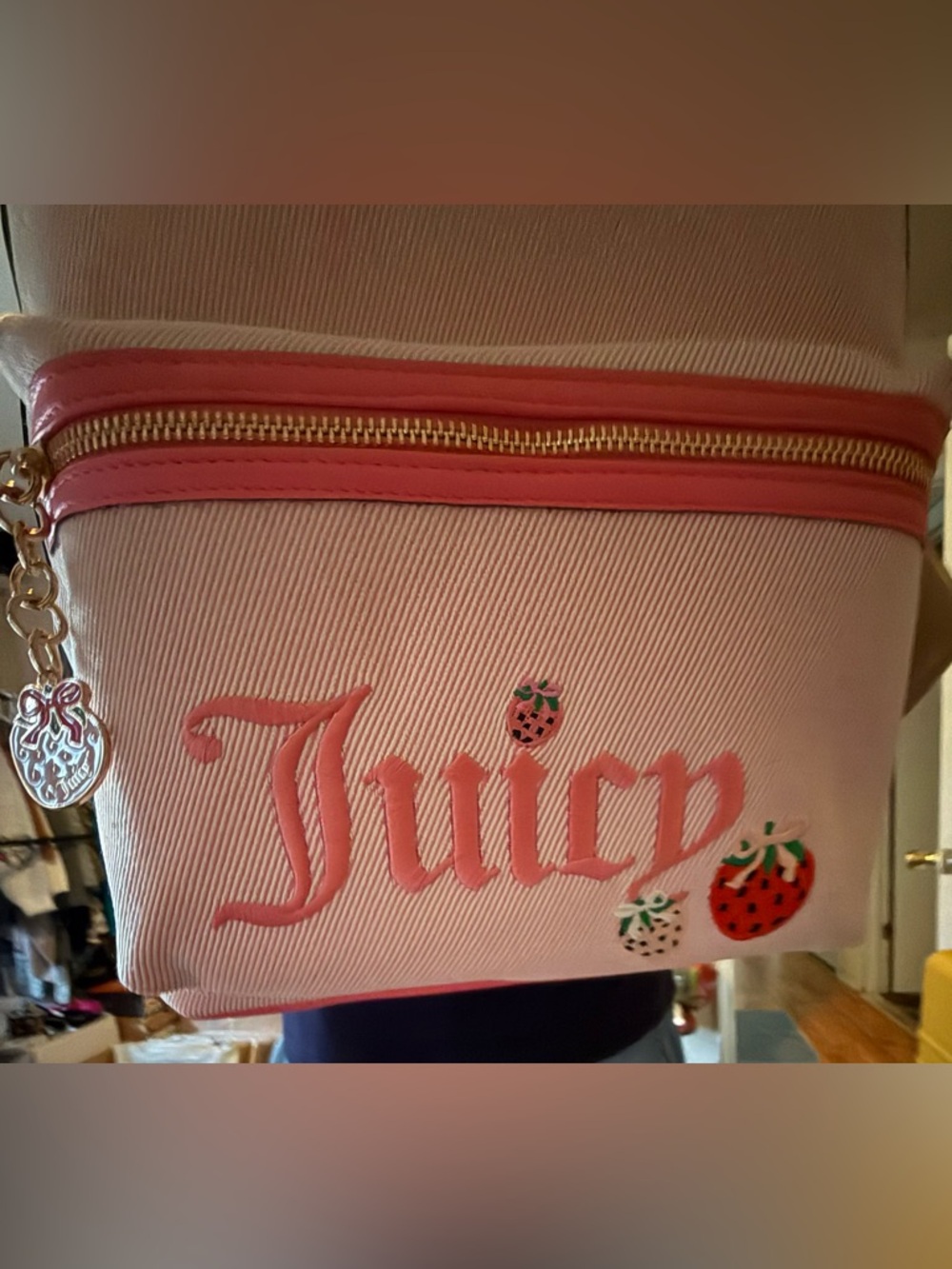 JUICY COUTURE Backpack with Hot Pink Trim and Strawberry Patch. CUTE/TRENDY 🥰 - Picture 4 of 5